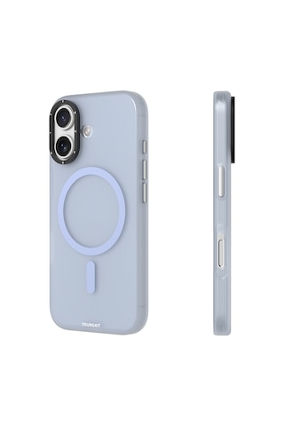 Apple Uyumlu iPhone 17 Kılıf M-safe Şarj Özellikli Youngkit Hidden Sand Serisi Kapak Mavi Mavi