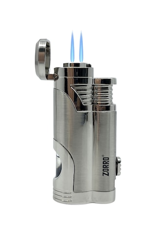 Zorro Çift Torch Pürmüz Puro Çakmağı - Krom