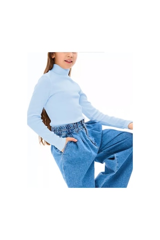 Alya Underwear Balıkçı Yaka Pamuklu Fitilli Kumaş Çocuk Kaşkorse Unisex Body Açık Mavi