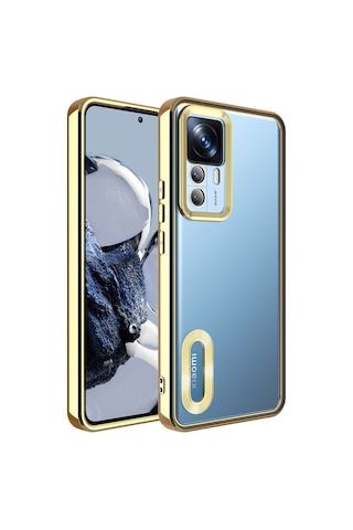 Xiaomi Mi 12t Pro Kılıf Kamera Korumalı Logo Gösteren Zore Omega Kapak Gold