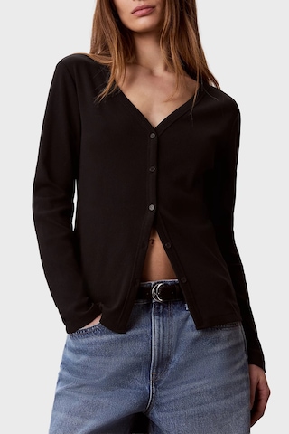 Calvin Klein Logolu V Yaka Düğmeli Hırka Lv047g207gub1 Kadın Hırka Lv047g207g Ub1 Siyah
