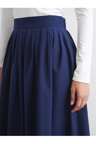 Lcw Modest Lacivert Beli Fermuarlı Pileli Kloş Etek