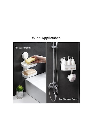 Duş Rafı Ve Sabunluk Sabunluk Çift Katmanlı Duş Rafı Emişli Duş Sepeti Düzenleyici Maksimum Tutma Kapasitesi 22 Lbs Banyo Rafı Duş Beyaz