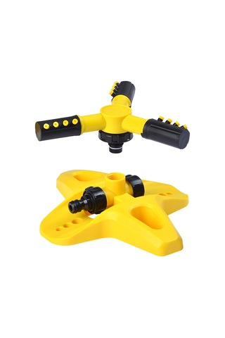 Mufunye 360 Derece Döner Otomatik Sulama Sprinklerı - Villa Bahçe Çim Alani İçin Zincirlenebilir - Sarı Sprinkler + 4 Parça Su Bağlantısı