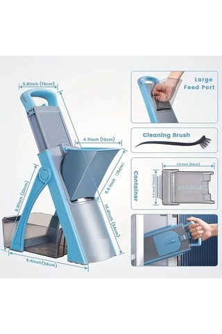 Dashanshop Genaı Cok Amaçlı Sebze Kesici Yeşil Ayarlanabilir Bıçaklı Büyük Kapasiteli Patates Rendesi Ve Doğrayıcı Mutfak Aleti 1 Parça