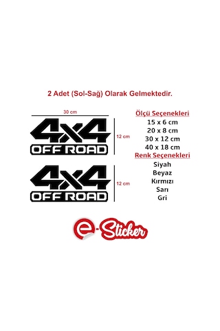 2 Adet 4X4 Off Road Oto Sticker Araba Sticker