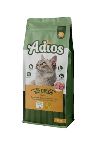 Adios Tavuklu Yetişkin Kedi Maması 15 KG