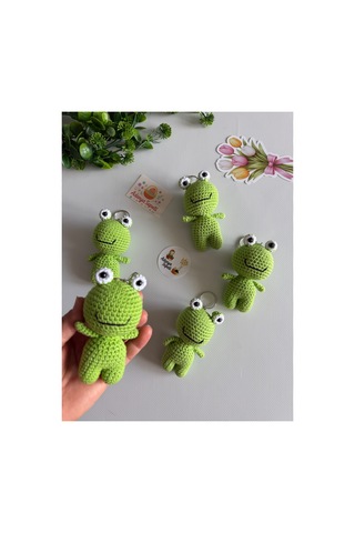 Adenya Sepeti Amigurumu Açık Yeşil Kurbağa Anahtarlık