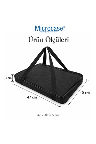 Microcase Çift Fermuarlı Isı Yalıtımlı Termal Borcam Ve Fırın Tepsisi Taşıma Çantası Siyah 47 X 40 X 5 Cm Al7042