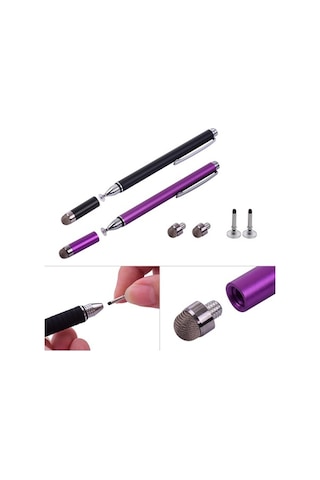 Pazly Wk-117a 2'li Kapasitif Kalem Seti, Değiştirilebilir Uçlar, Siyah/mor, 2 Adet/
