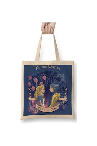 Toyaso Coraline Alice Bez Çanta Uzun Saplı Alışveriş Çantası Plaj Çantası Beyaz