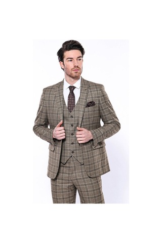Wessi Ekose Slim Fit Kahverengi Erkek Ceket - Wessi Kahverengi