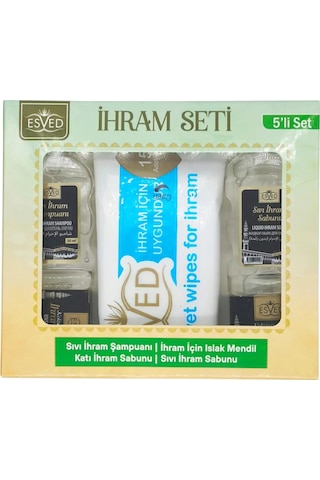 Kokusuz İhram Seti 5li , İhram Sıvı Sabunu, İhram Şampuan, İhram Katı Sabun, İhram Islak Mendil