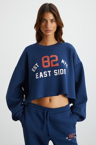 Gloryy Kadın Comfort Fit Baskı Detaylı Lastikli Paça Organik Pamuklu Lacivert Eşofman Takımı