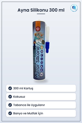 Ayna Silikonu 300 Ml Montaj Tamir Yapıştırıcı Silikon Banyo Mutfa Beyaz