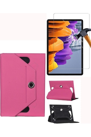 Tcl Nxtpaper 11 Modeliyle Uyumlu Universal Dönerli Standlı Kılıf + Ekran Koruyucu Kapaklı Kılıf
