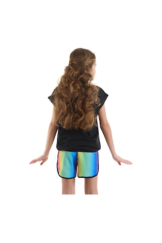 Denokids Mshb&g Unicorn Paten Kız Çocuk T-shirt Şort Takım Çok Renkli