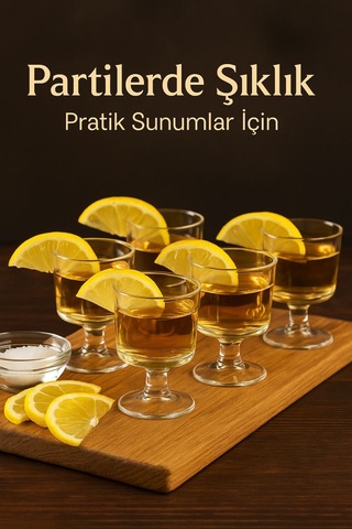 6 Adet Şık Ayaklı 50 Ml Tekila & Tatlı Bardağı