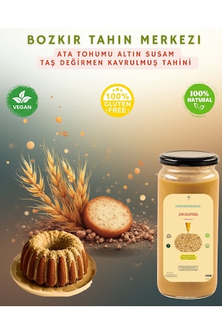 Bozkır Tahin Merkezi Yerli Ata Tohumu Altın Susam Su Değirmeni Tahini Çifte Kavrulmuş 600 G