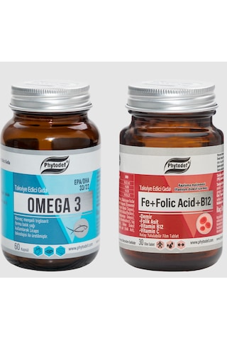 Demir Folik Asit Vitamin B12 Vitamin C 30 Tablet + Omega 3 60 Jel Kapsül