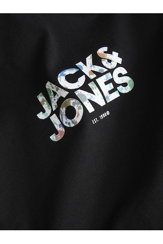 Jack & Jones Erkek Bisiklet Yaka Gögüs Baskili Tisört - New Plas - 12310180 Siyah