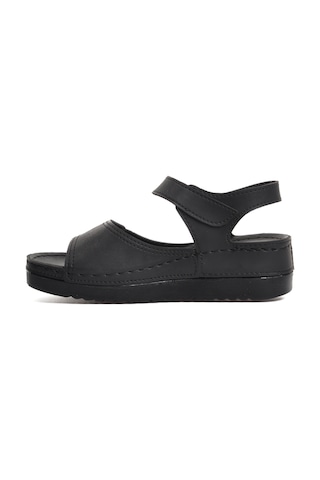 Ayakmod 07-109 Rr Siyah Kalın Taban Kadın Anatomik Sandalet 001