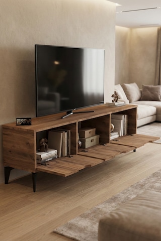 Reyo Falez Royal Tv Sehpası 160 Cm Tv Ünitesi Kapaklı Modern Şık Minimal Salon Konsolu 5090 Atlantik Atlantik Çam