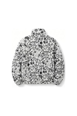 Genius Store Oversize Peluş Erkek İçi Polarlı Tam Fermuarlı Sherpa Sonbahar Kış Kadın Polar Sweatshirt Oversıze-pelus Yıldız