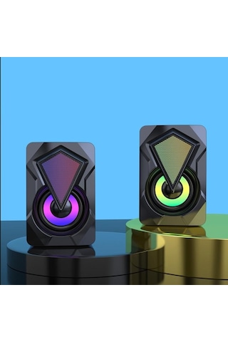 Rgb Işıklı Gaming Pc Bilgisayar Hoparlörü 1 + 1 Speaker X2