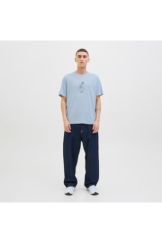 Jack & Jones Jack&jones Relax Erkek Mavi Bisiklet Yaka Tişört Mavi