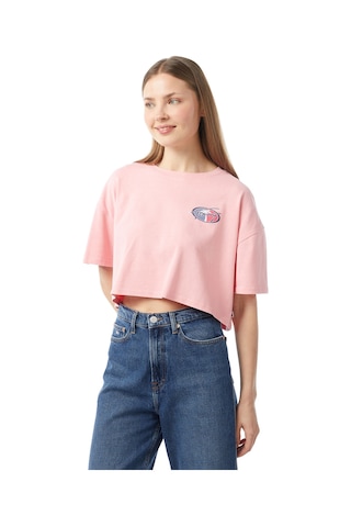 Tommy Hilfiger Tommy Jeans Ovs Crp Archive Ext Kadın Pembe Crop T-shirt