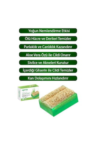 Agarta Doğal Kabak Lifli El Yapımı Aloe Vera Sabunu 2 x 125 G