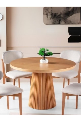 Milas Natural Ahşap Bohem Yemek Masası 130x130 Naturel