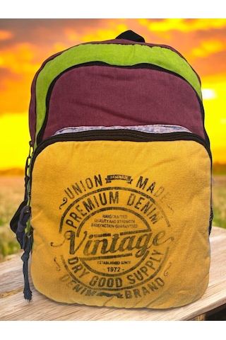 Kaliteli Vintage Disayn Sırt Gezi Çantası New Patchwork 5017 Turuncu