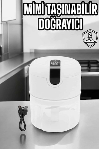 Şarjlı Mini El Rondosu Doğrayıcı Taşınabilir 250 Ml Çelik Bıçaklı Rekli