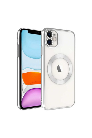 Apple iPhone Uyumlu 11 Wireless Şarj Özellikli Sert Pc Dsb Riksos Magsafe Kılıf gümüş