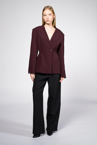 Thalure Kadın Bordo Yakasız Blazer