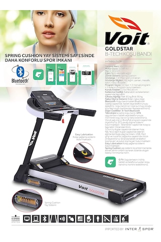 Voit Goldstar Koşu Bandı, Otomatik Eğimli, 3 Hp/av Motorlu, Katlanabilir, Bluetooth App, 18km Hız, Programlı
