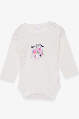 Breeze Kız Bebek Çıtçıtlı Body Baskılı Unicorn 9 Ay-3 Yaş, Ekru-ekru Ekru