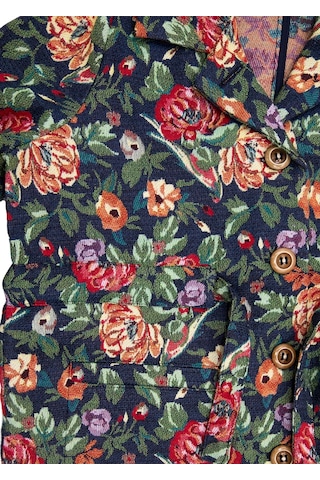 Jakarlı Çiçek Desenli Kız Çocuk Kaban 001