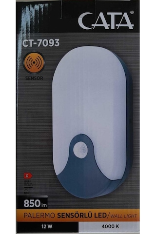 Cata 12w Sensörlü Dekoratif Led Aplik Ct 7093 Beyaz - Gri