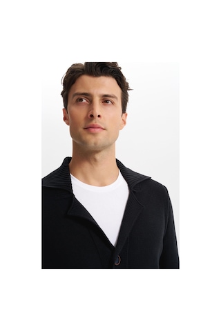 AR-MA Arma Erkek Slim Fit Örme Likralı Pike Şal Yaka Düğmeli Triko Hırka %50 Pamuk %50 Akrilik K0hto0859 Siyah