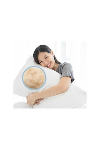 Elyaf Sepeti %100 Doğal El Dikişi Organik Yün Yastık Beyaz 50 x 70 CM