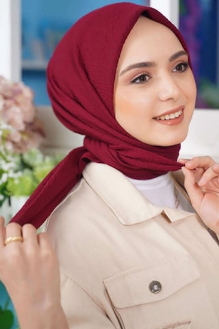 Melodi Scarf Kadın Tesettür Mio Caz Eşarp Hijab Bordo Bordo