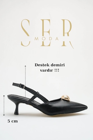Sermoda Topuklu Kadın Ayakkabı - 5 Cm İnce Topuklu Sivri Burun Kadın Stiletto Ayakkabı Siyah