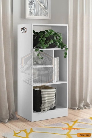 Tamamı Mdf 5 Bölmeli Modern Beyaz Kitaplık Salon/yatak Odası/çalı
