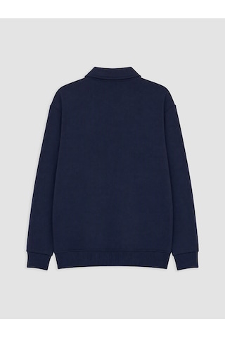 Lcw Vision Lacivert Polo Yaka Erkek Kalın Sweatshirt