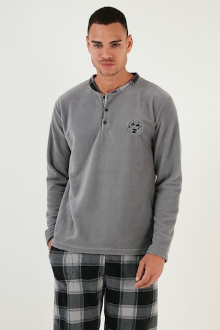 Buratti Ekose Regular Fit Bisiklet Yaka Kışlık Polar Erkek Pijama Takımı 609610013W4 Gri