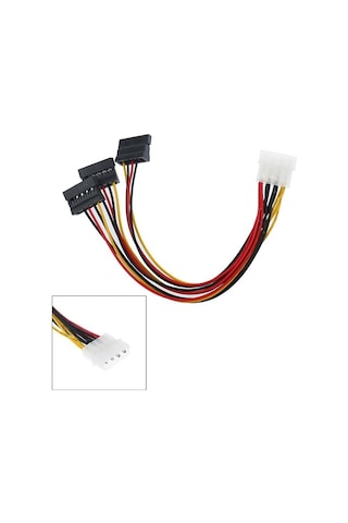Ancheyn Üçlü 3 Port İde Molex Sata Power Hdd 4 Pin Güç Kablosu 5101