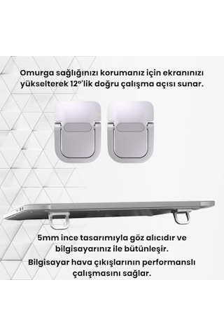 2 Adet Yapışkanlı Katlanılabilir Laptop Standı Portatif Macbook Bilgisayar Laptop Stand Ayagi Siyah